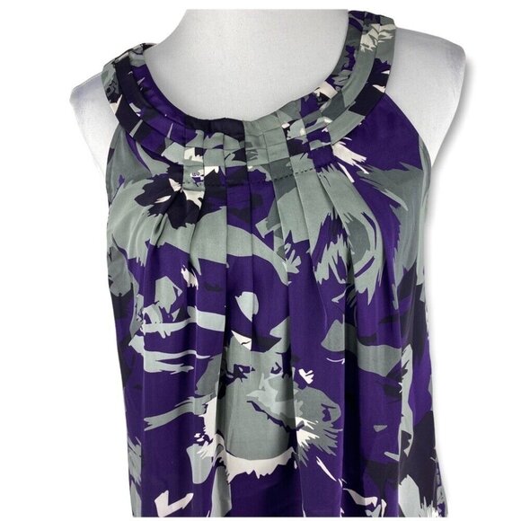 Calvin Klein Women's NWT Purple Floral Scoop Neck Sleeveless Tunic Blouse M/C40 - Picture 3 of 8